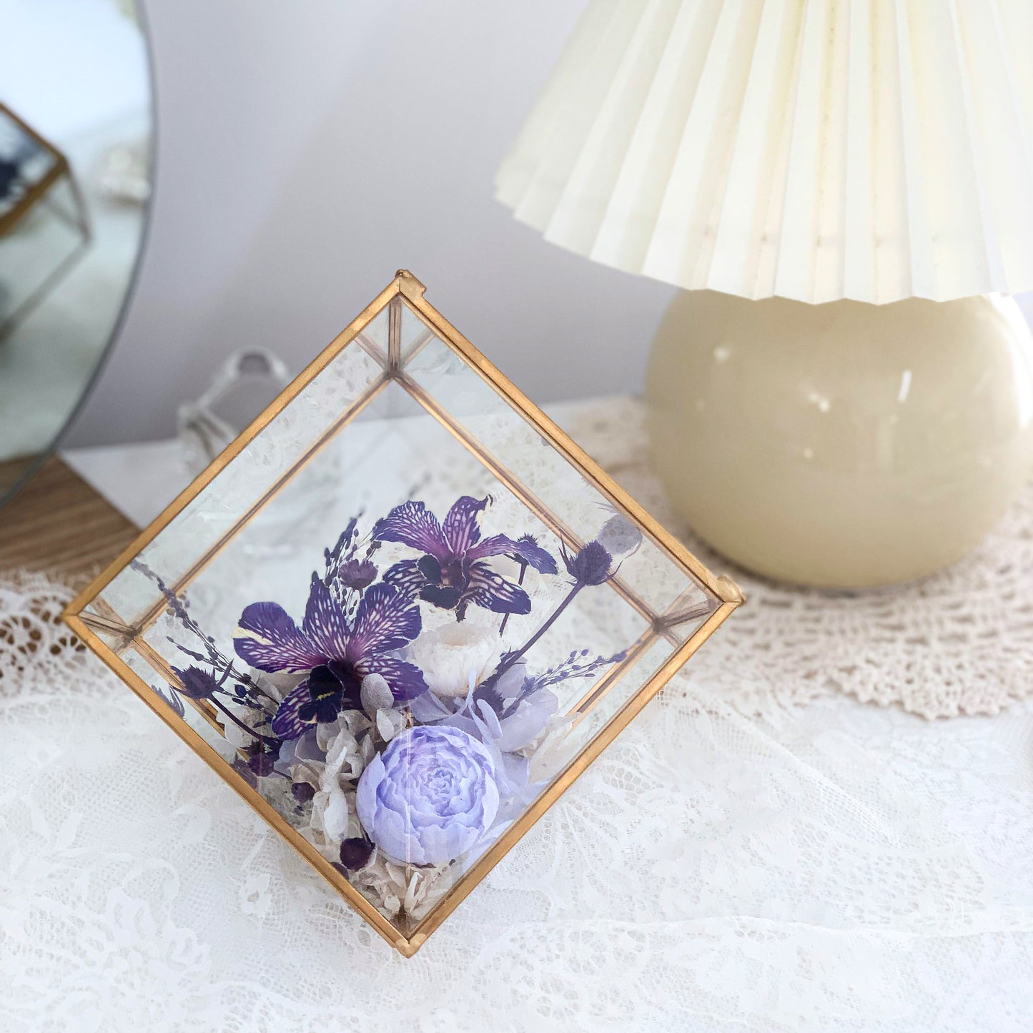 Preserved Flower Glass with Aroma Stone 擴香花盒