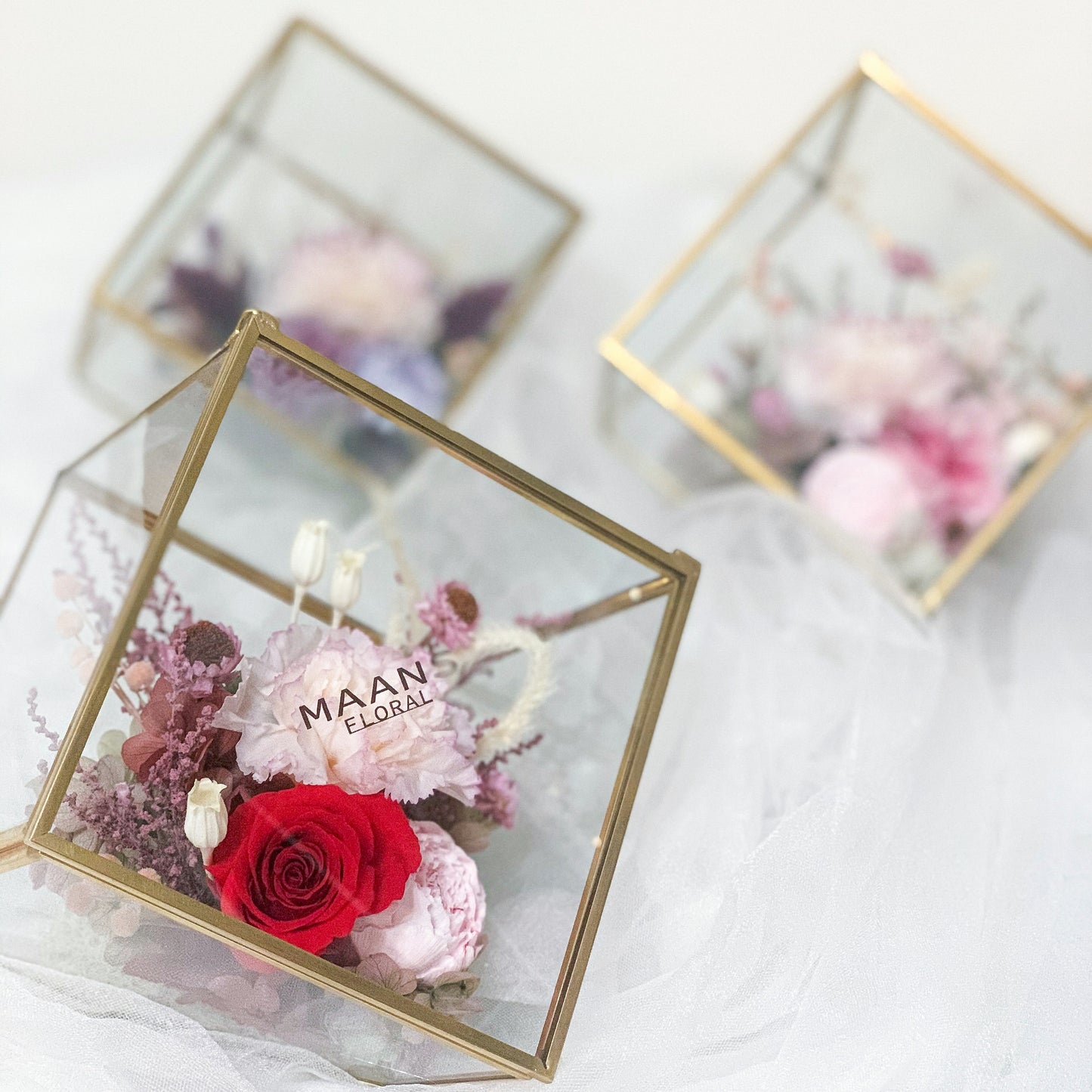 Preserved Flower Glass with Aroma Stone 擴香花盒
