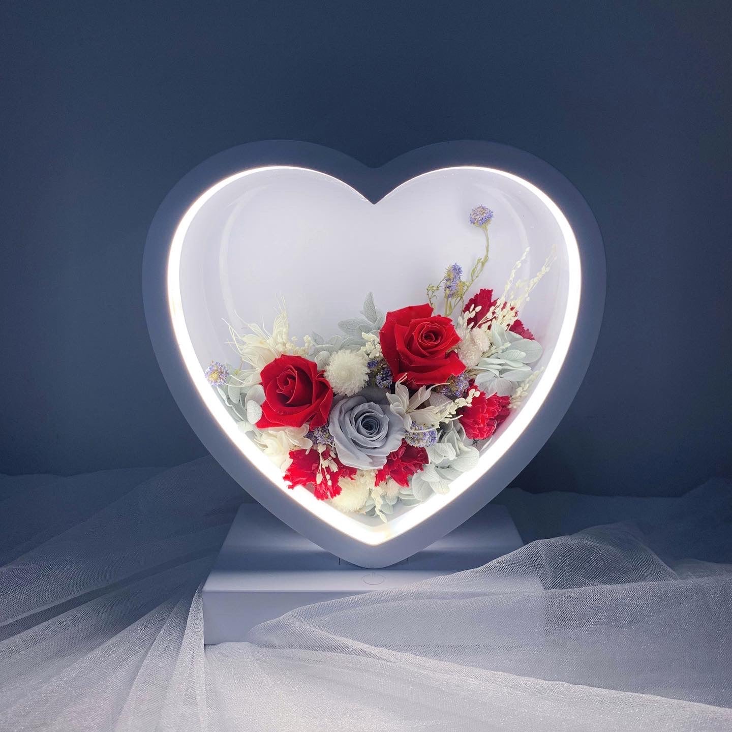 Preserved Flower Desk Lamp_Heart / 保鮮花枱燈_心形