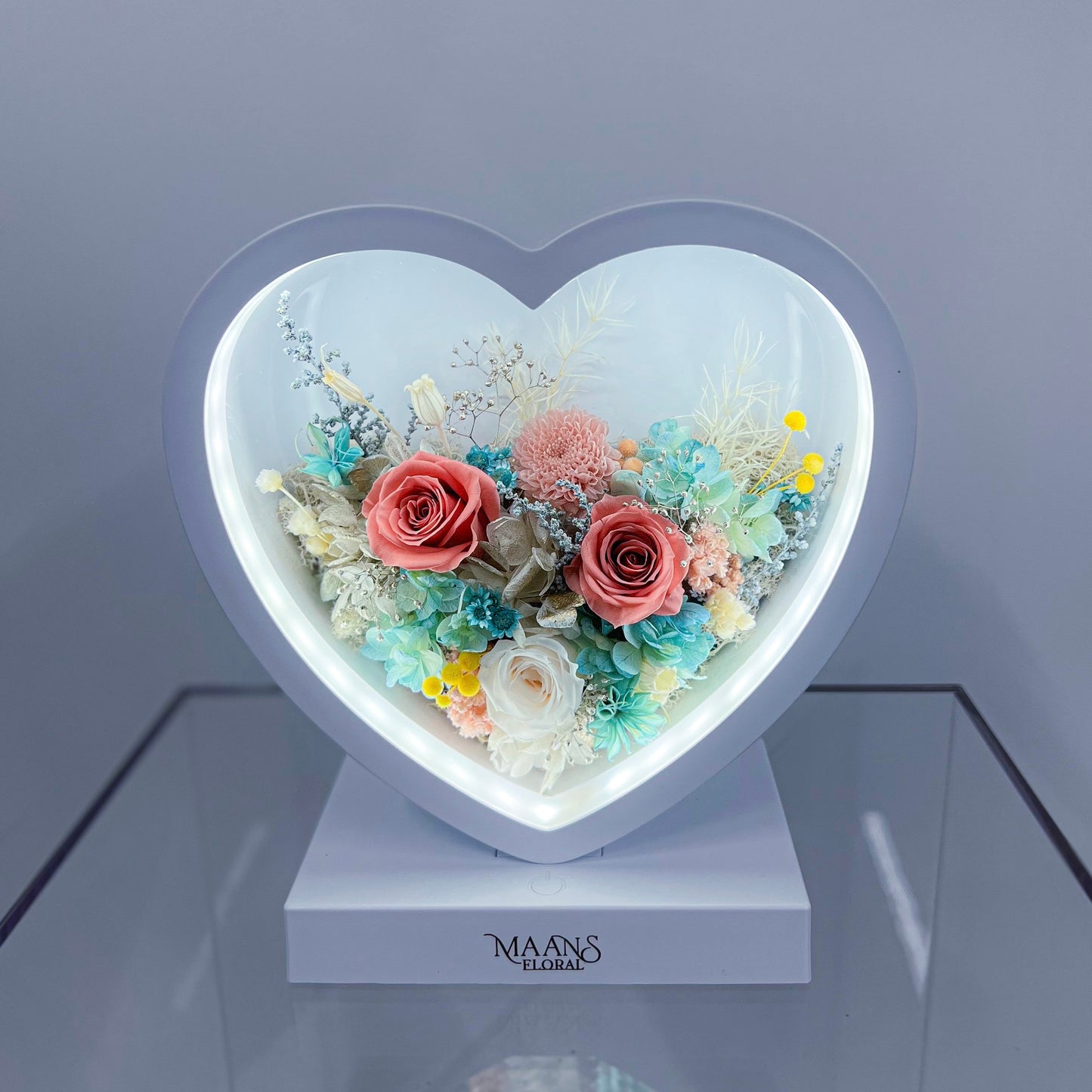 Preserved Flower Desk Lamp_Heart / 保鮮花枱燈_心形