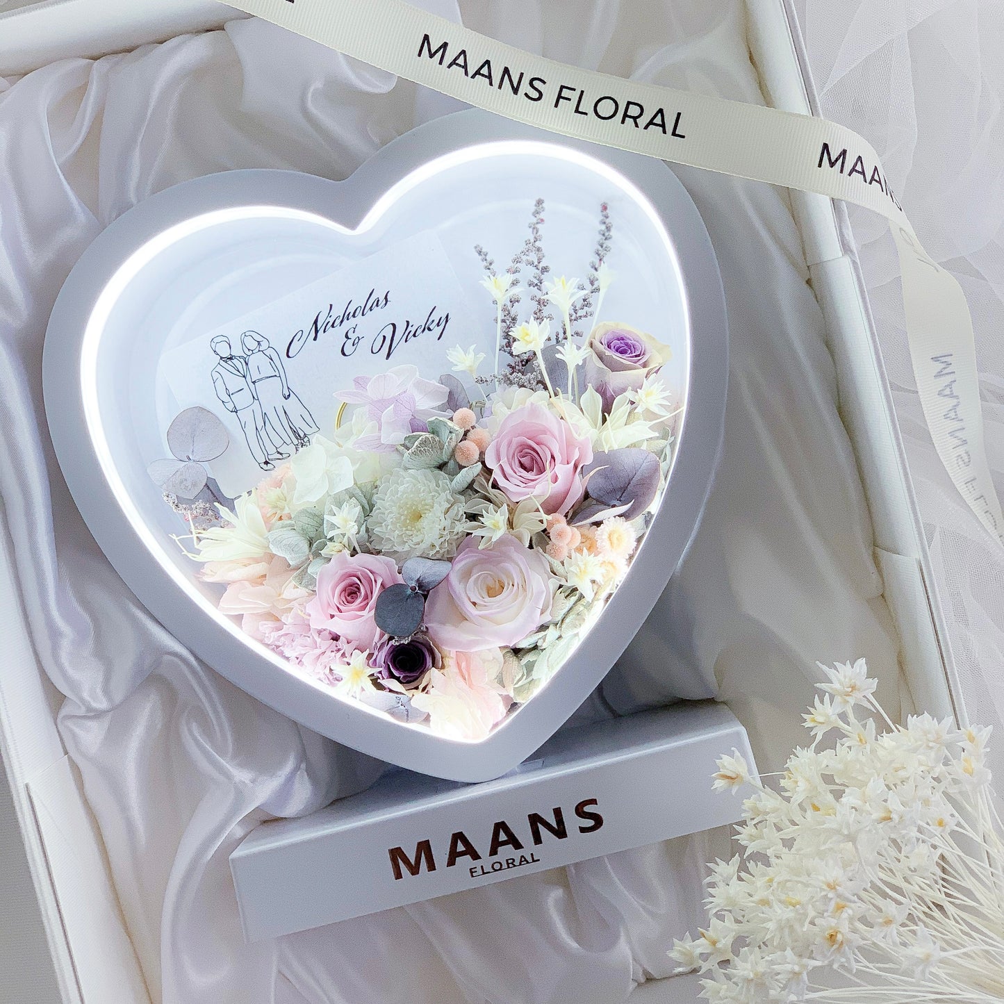 Preserved Flower Desk Lamp_Heart / 保鮮花枱燈_心形