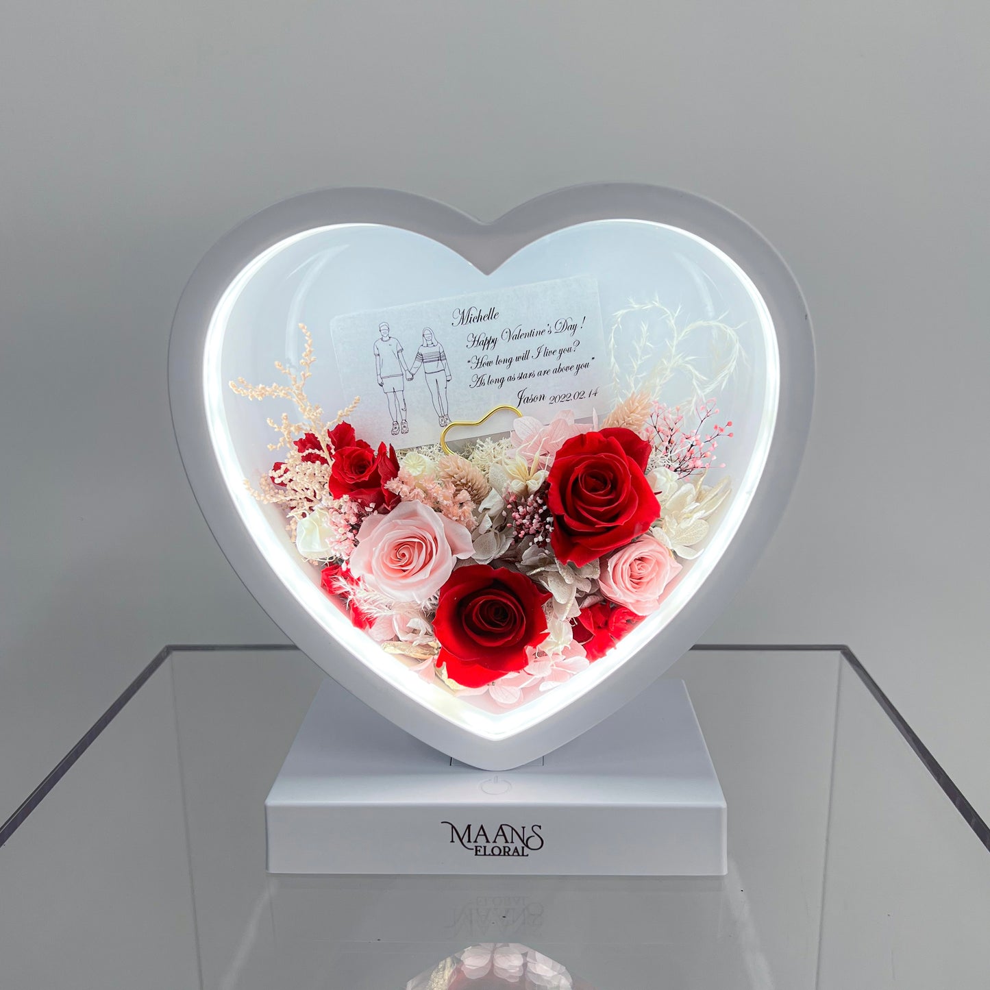 Preserved Flower Desk Lamp_Heart / 保鮮花枱燈_心形
