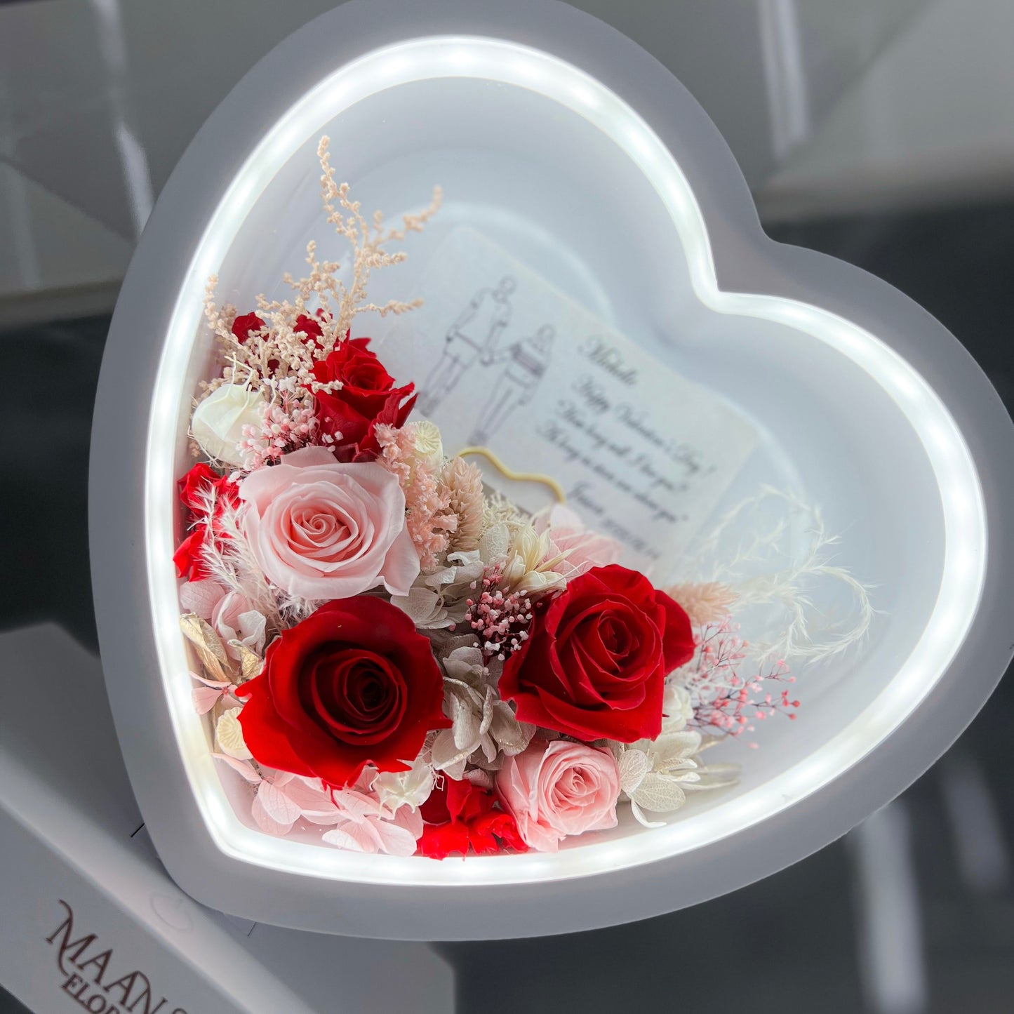 Preserved Flower Desk Lamp_Heart / 保鮮花枱燈_心形