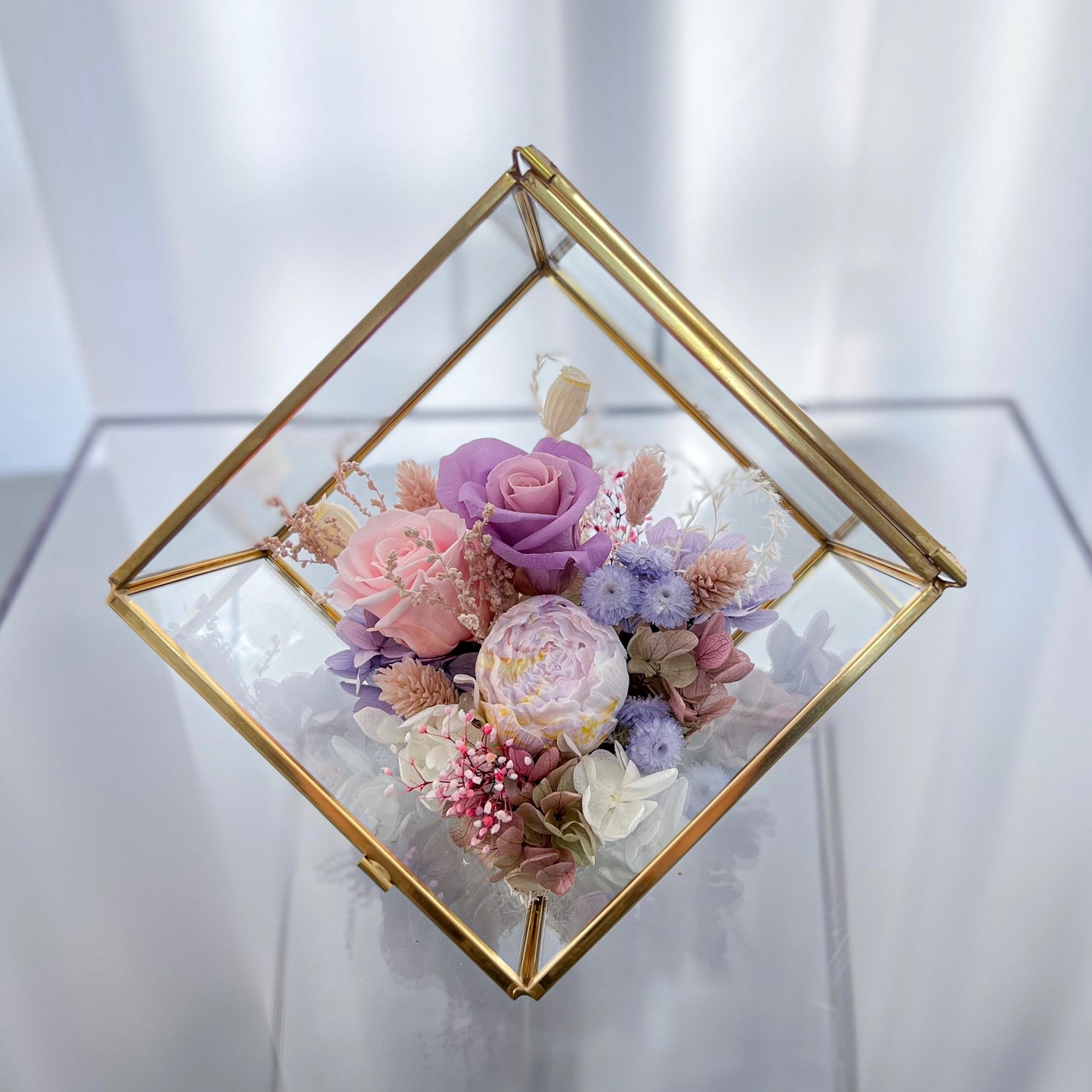 Preserved Flower Glass with Aroma Stone 擴香花盒