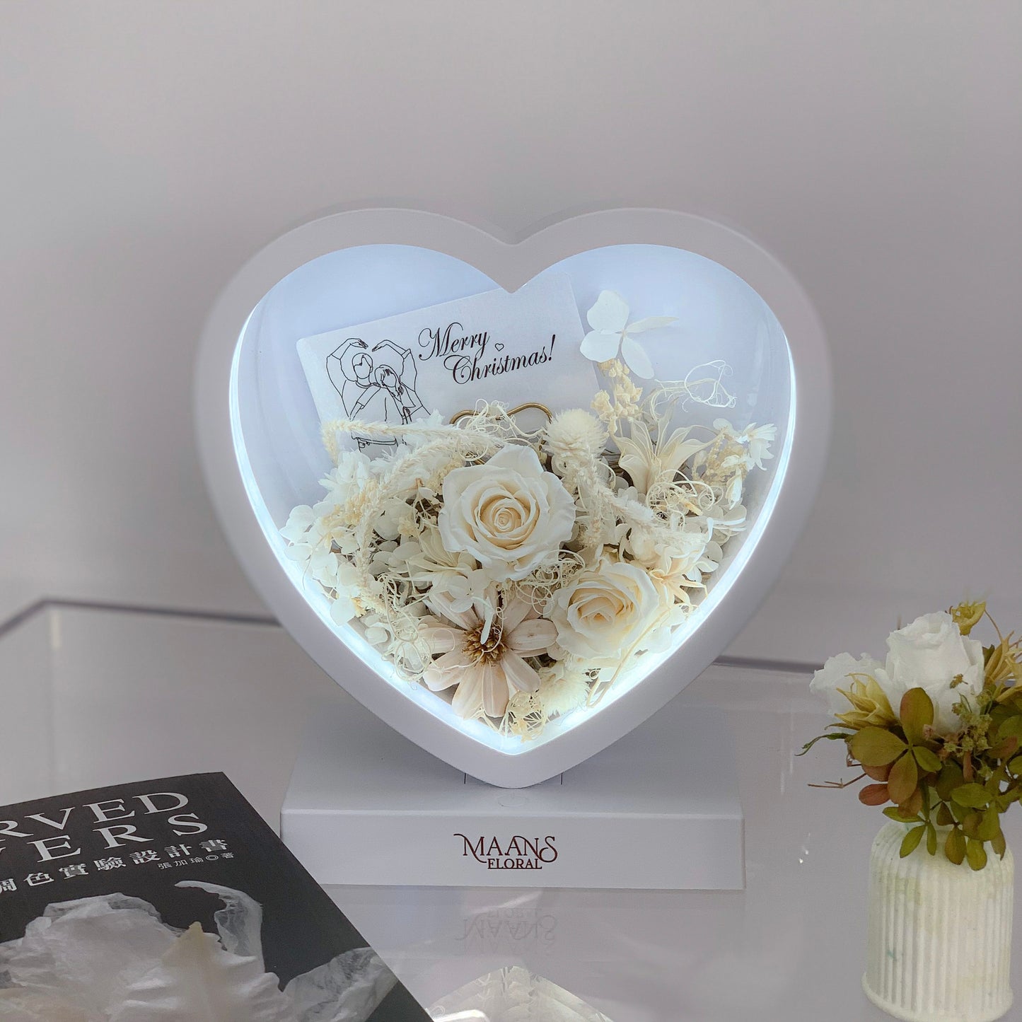 Preserved Flower Desk Lamp_Heart / 保鮮花枱燈_心形