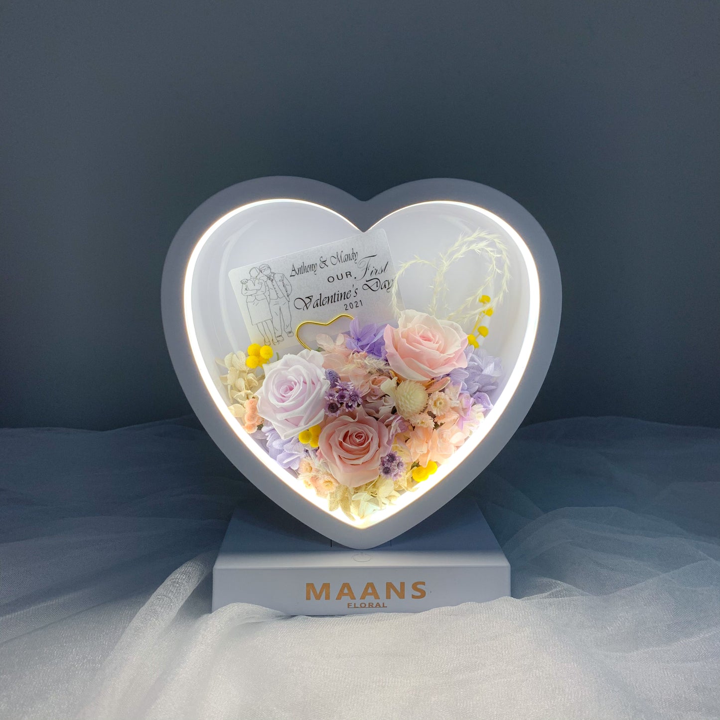 Preserved Flower Desk Lamp_Heart / 保鮮花枱燈_心形