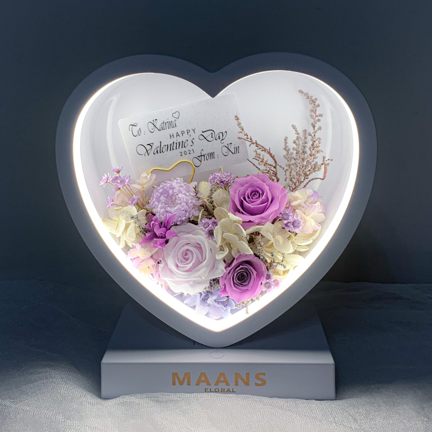 Preserved Flower Desk Lamp_Heart / 保鮮花枱燈_心形