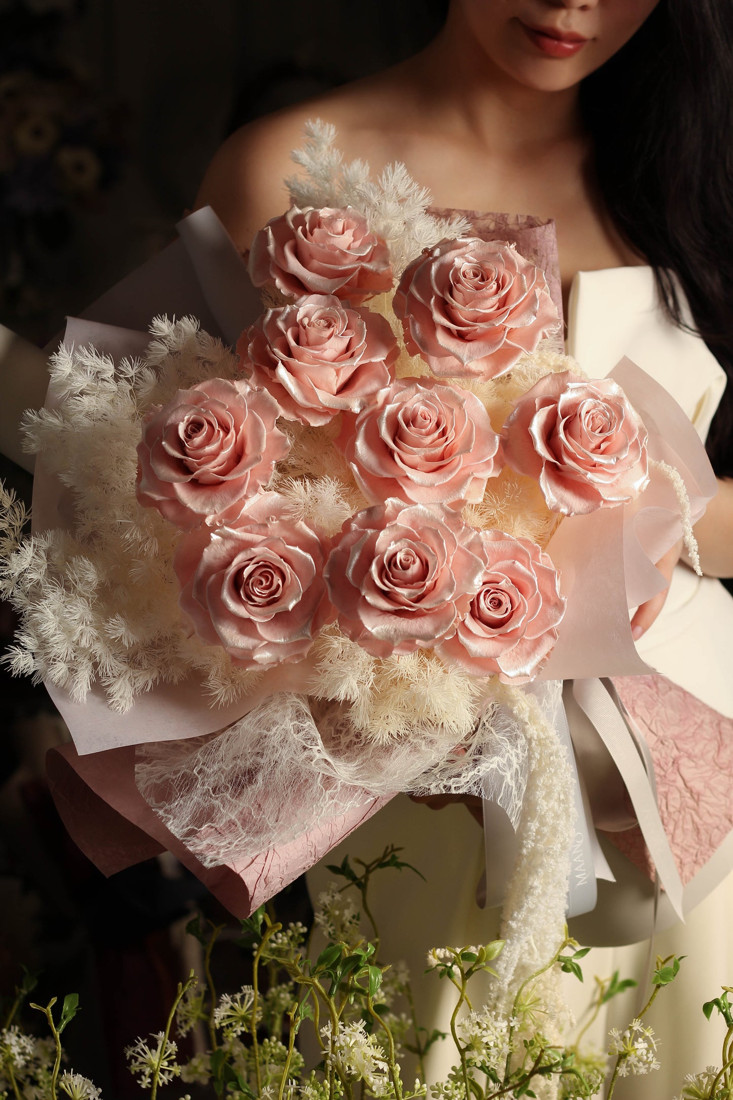 ［Preserved Flower］12 Rose in Snow 保鮮玫瑰花束