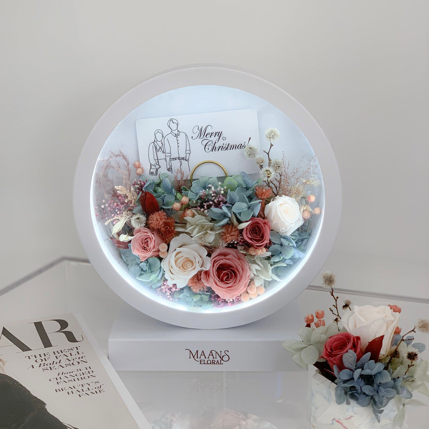 Preserved Flower Desk Lamp_Round / 保鮮花枱燈_圓形